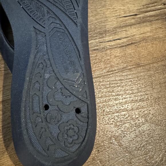 OKABASHI Breeze Flip Flops Woman’s Medium Blue Wedge Sandals Orthopedic Comfort - Picture 9 of 9